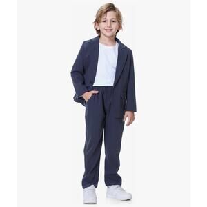 LOLANTA Boys 2 Piece Gentleman Blazer and Pants Set in Blue Gray Size 8-10